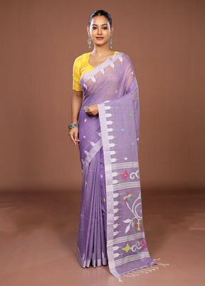 Purple Matka Silk Saree With Blouse Piece