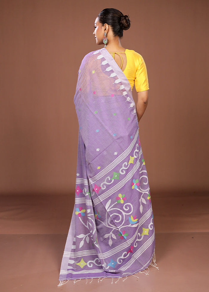 Purple Matka Silk Saree With Blouse Piece