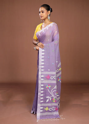 Purple Matka Silk Saree With Blouse Piece