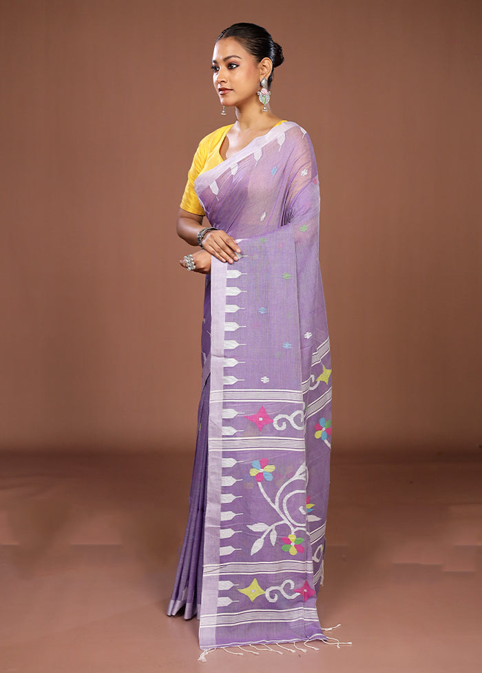Purple Matka Silk Saree With Blouse Piece