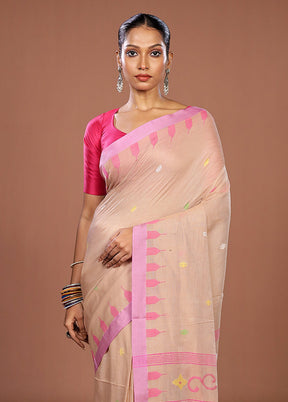 Cream Matka Silk Saree With Blouse Piece