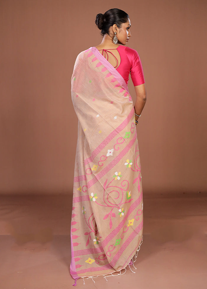 Cream Matka Silk Saree With Blouse Piece