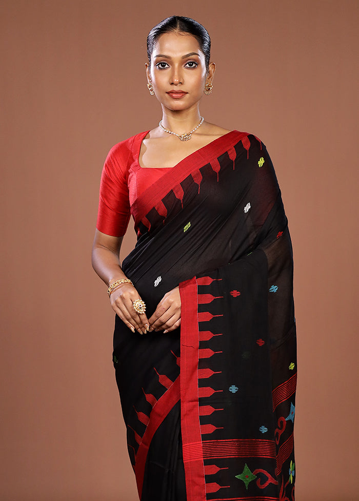 Black Matka Silk Saree With Blouse Piece