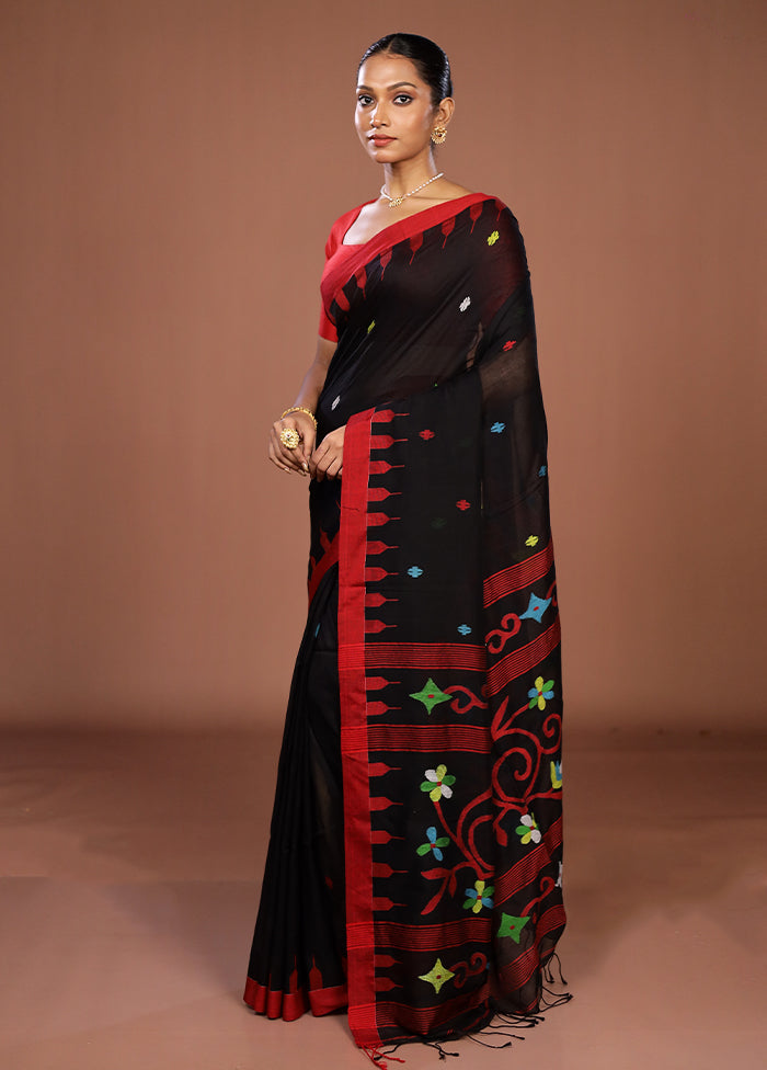 Black Matka Silk Saree With Blouse Piece