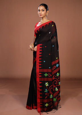 Black Matka Silk Saree With Blouse Piece
