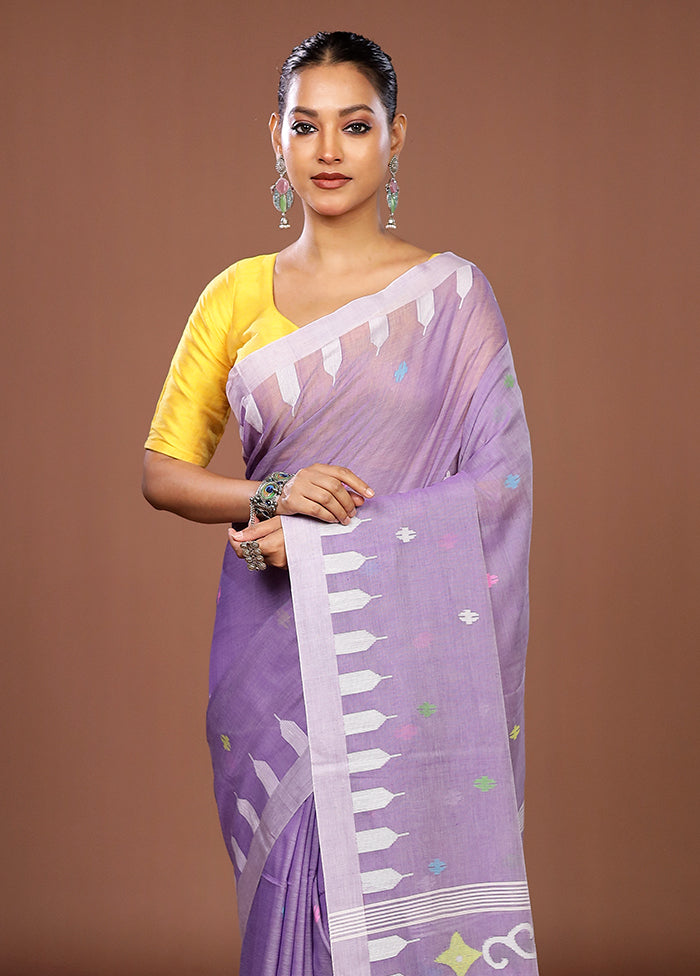 Purple Matka Silk Saree With Blouse Piece