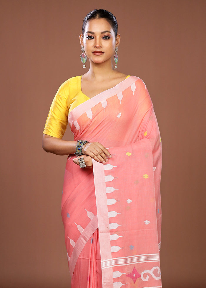 Pink Matka Silk Saree With Blouse Piece