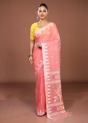 Pink Matka Silk Saree With Blouse Piece