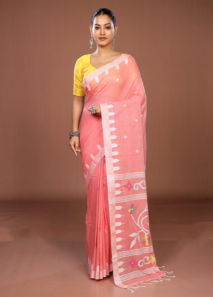 Pink Matka Silk Saree With Blouse Piece