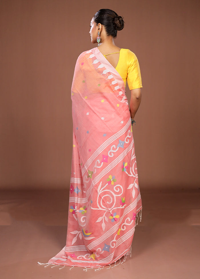 Pink Matka Silk Saree With Blouse Piece