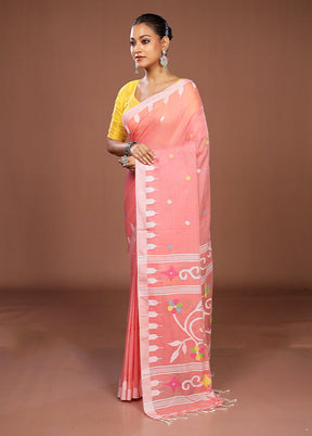 Pink Matka Silk Saree With Blouse Piece
