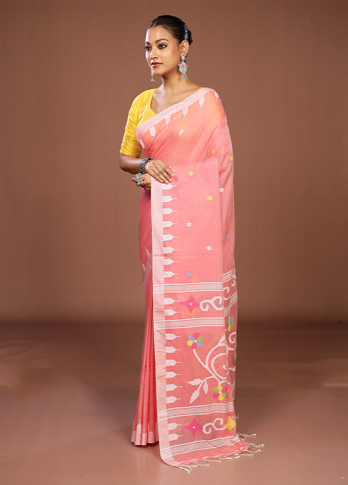 Pink Matka Silk Saree With Blouse Piece
