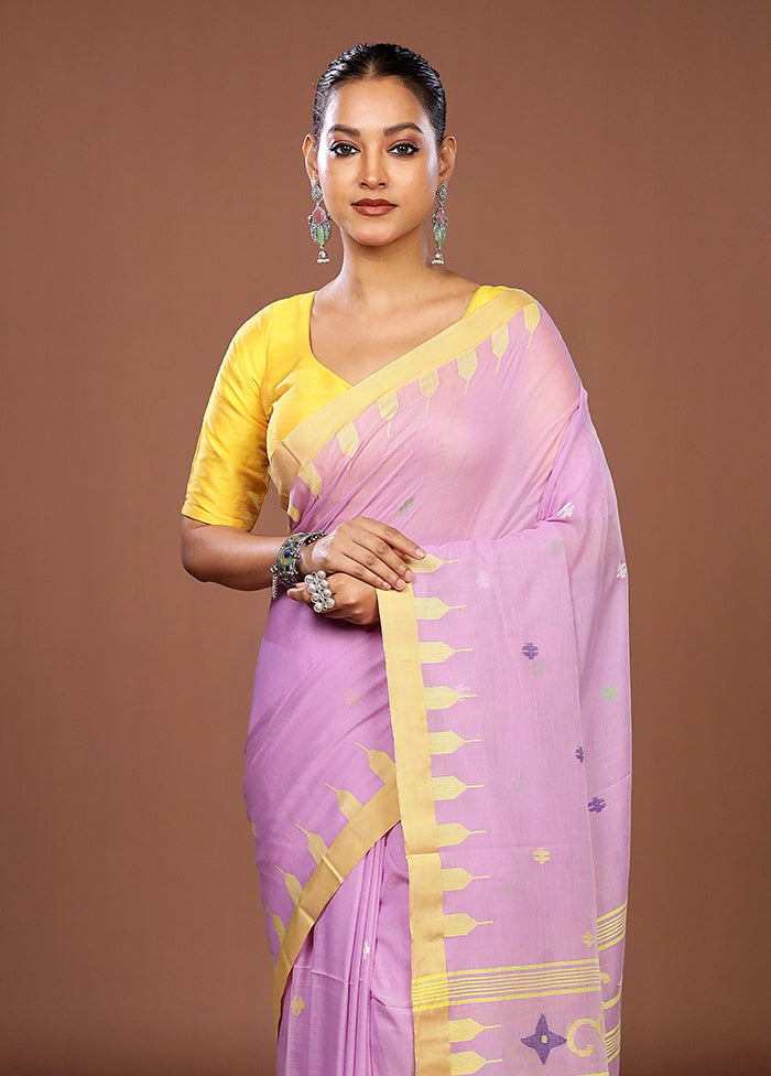 Purple Matka Silk Saree With Blouse Piece