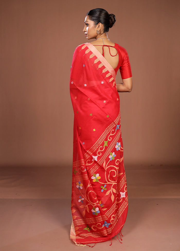 Red Matka Silk Saree With Blouse Piece