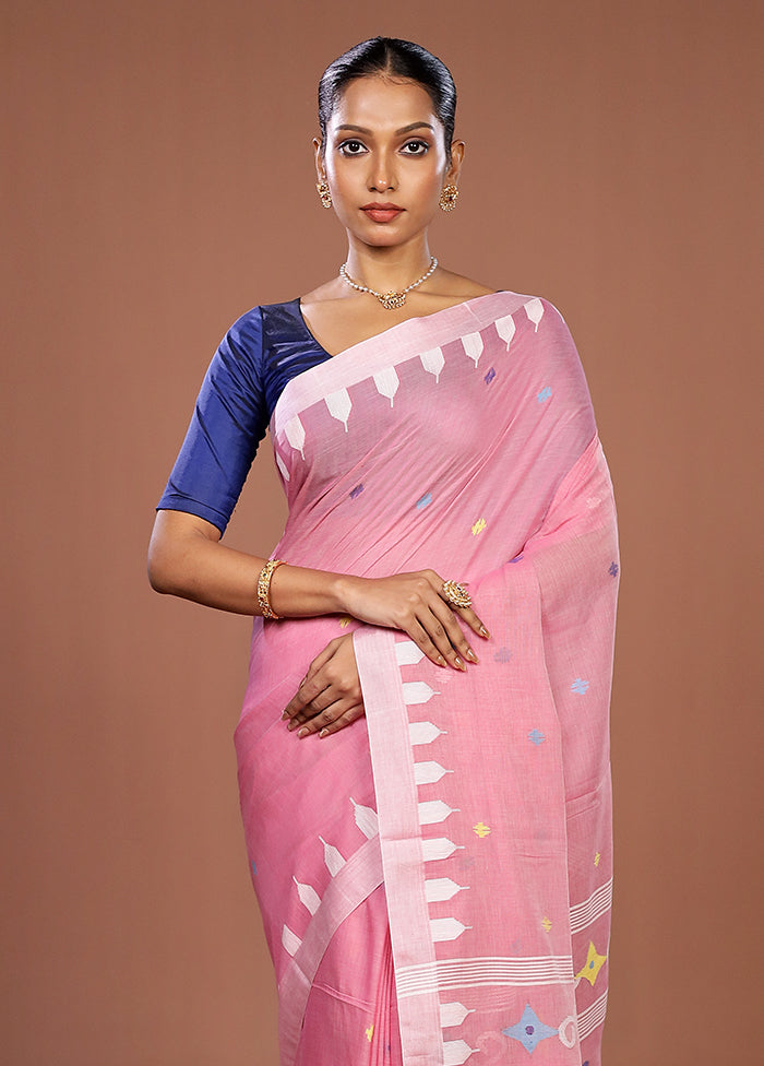 Pink Matka Silk Saree With Blouse Piece