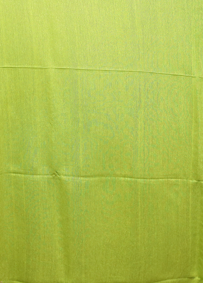 Green Handloom Matka Pure Silk Saree With Blouse Piece