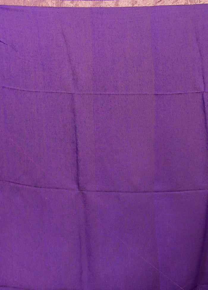 Purple Handloom Matka Pure Silk Saree With Blouse Piece