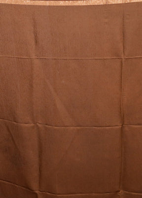 Brown Handloom Matka Pure Silk Saree With Blouse Piece