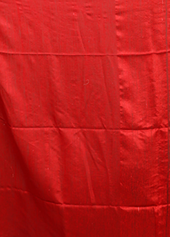 Red Handloom Matka Pure Silk Saree With Blouse Piece
