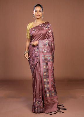 Pink Dupion Silk Saree With Blouse Piece