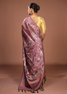 Pink Dupion Silk Saree With Blouse Piece