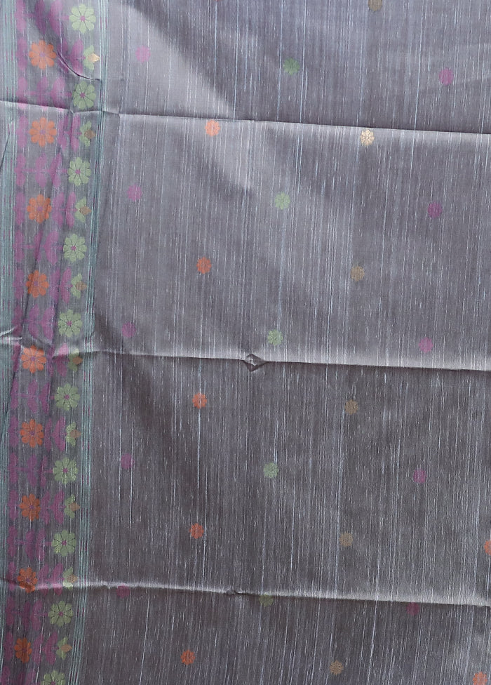 Blue Dupion Silk Saree With Blouse Piece