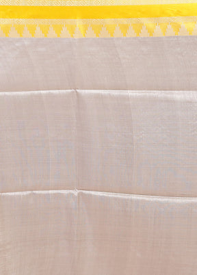 Cream Handloom Tussar Pure Silk Saree With Blouse Piece