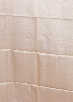 Cream Handloom Tussar Pure Silk Saree With Blouse Piece