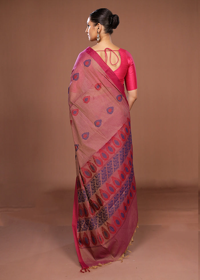 Purple Cotton Saree With Blouse Piece