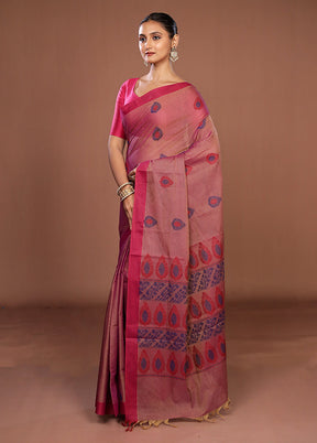 Purple Cotton Saree With Blouse Piece