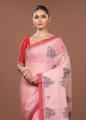 Pink Cotton Saree With Blouse Piece