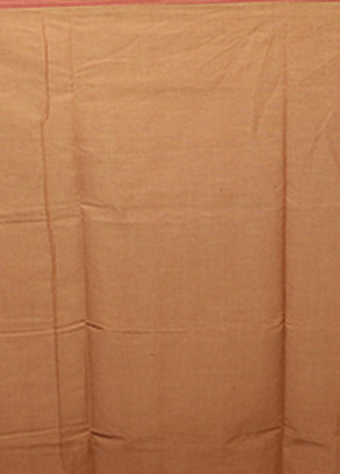 Maroon Cotton Saree With Blouse Piece