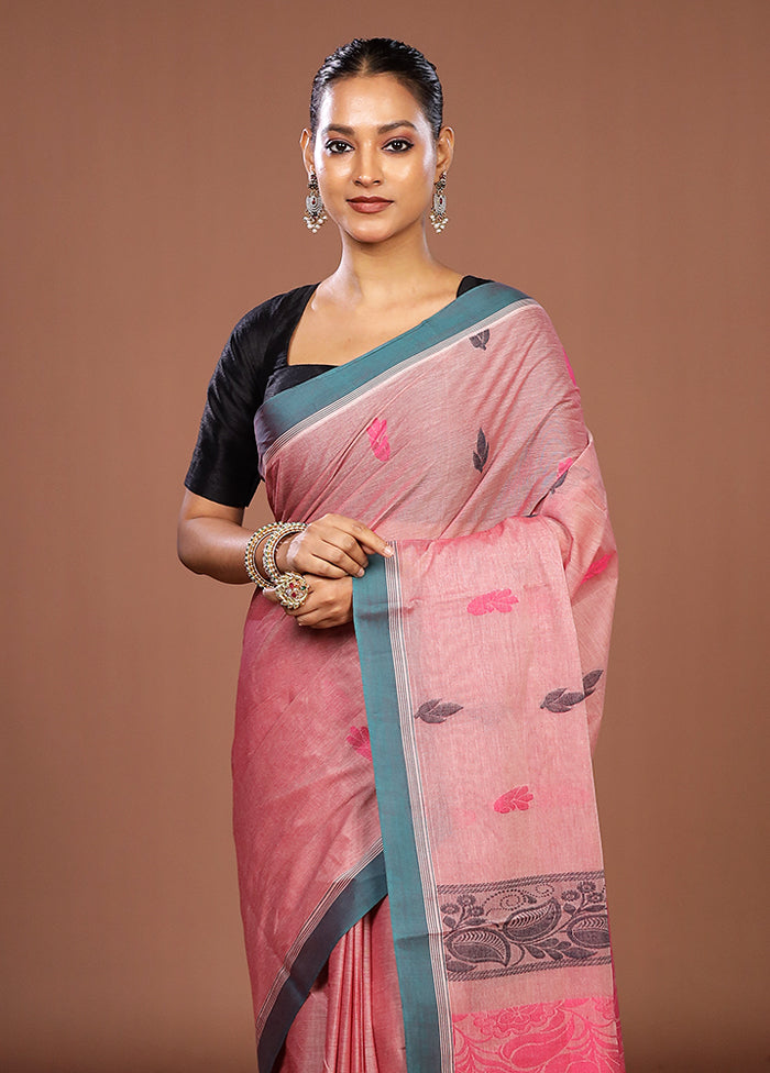 Pink Cotton Saree With Blouse Piece