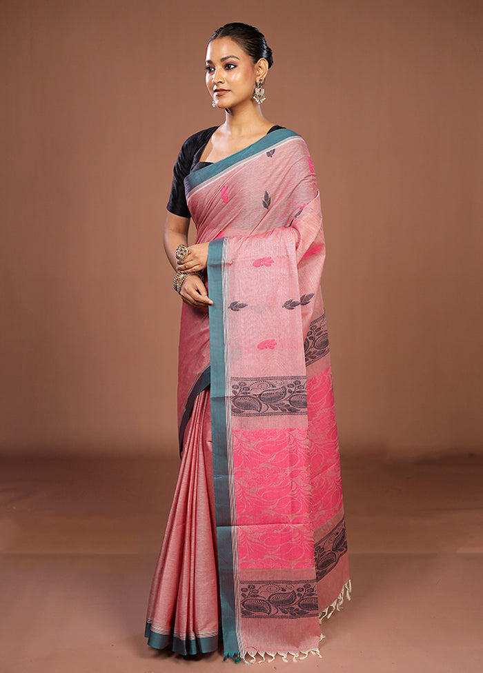 Pink Cotton Saree With Blouse Piece