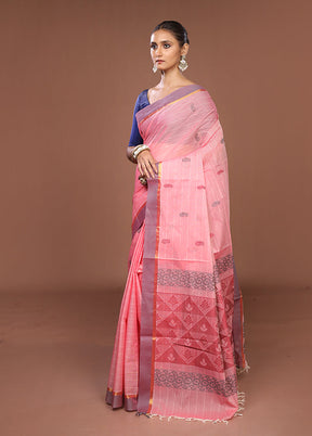 Pink Cotton Saree With Blouse Piece