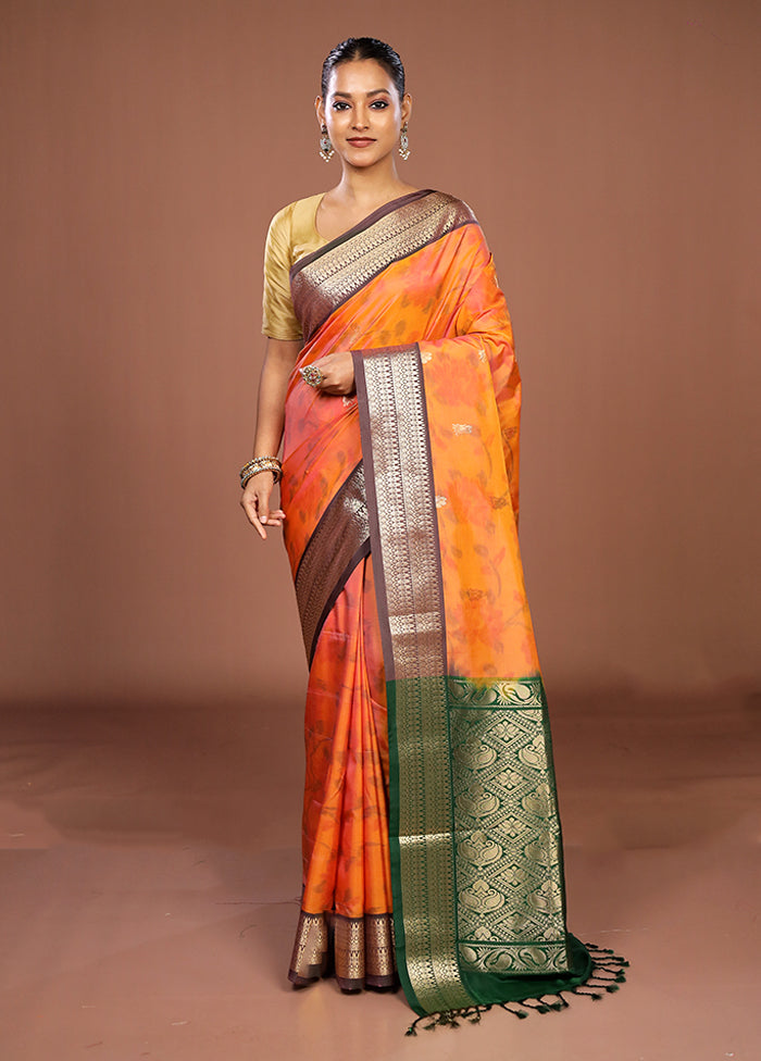 Pink Kanjivaram Silk Saree With Blouse Piece