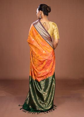 Pink Kanjivaram Silk Saree With Blouse Piece