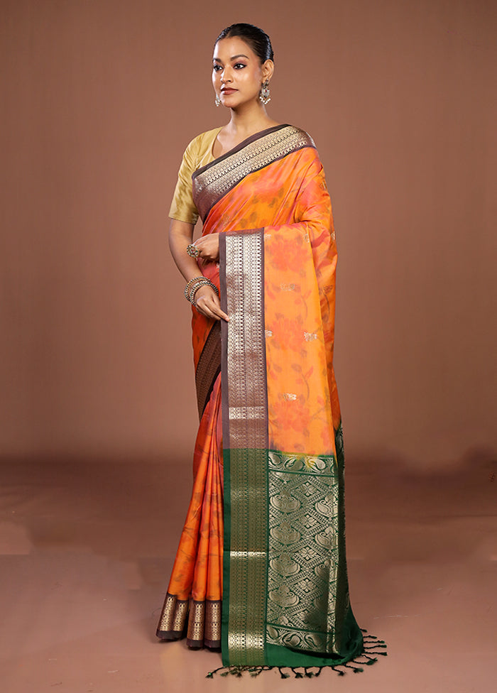 Pink Kanjivaram Silk Saree With Blouse Piece