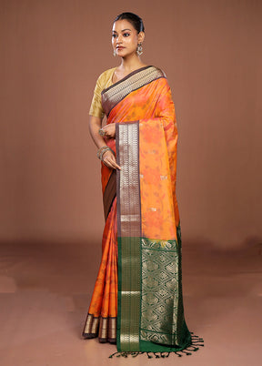 Pink Kanjivaram Silk Saree With Blouse Piece