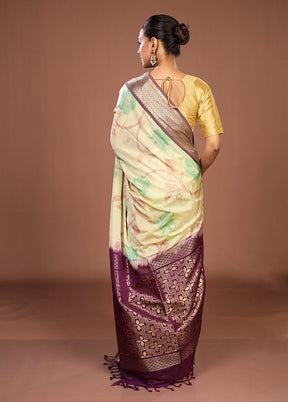 Cream Kanjivaram Silk Saree With Blouse Piece