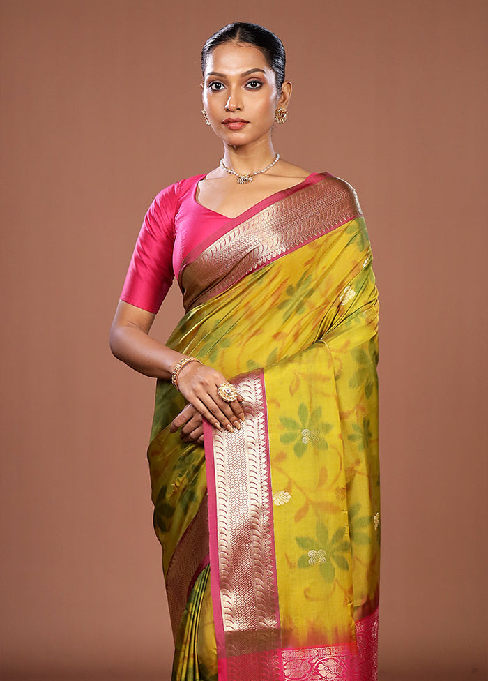 Green Kanjivaram Silk Saree With Blouse Piece