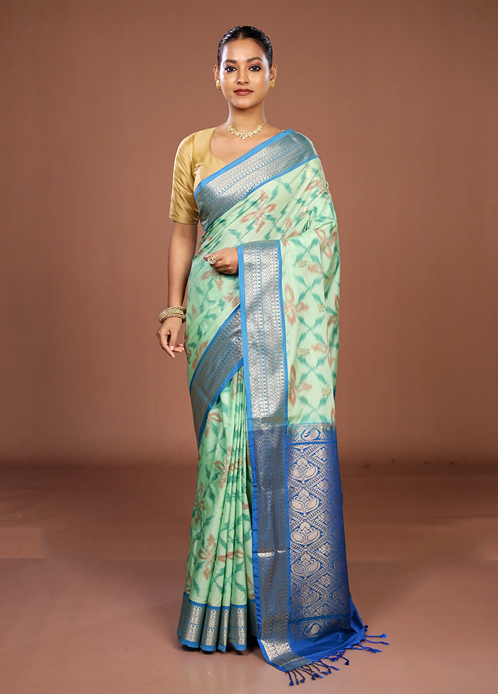 Green Kanjivaram Silk Saree With Blouse Piece
