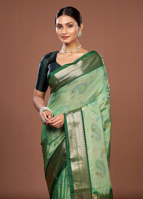Green Kanjivaram Silk Saree With Blouse Piece
