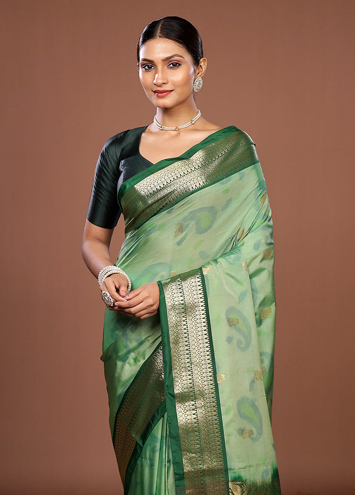 Green Kanjivaram Silk Saree With Blouse Piece