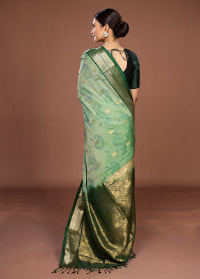 Green Kanjivaram Silk Saree With Blouse Piece
