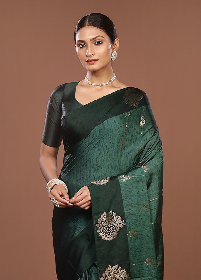 Green Kanjivaram Silk Saree With Blouse Piece