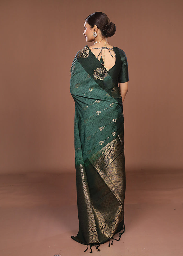 Green Kanjivaram Silk Saree With Blouse Piece