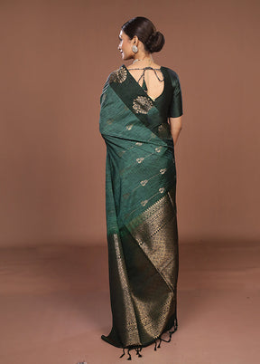 Green Kanjivaram Silk Saree With Blouse Piece