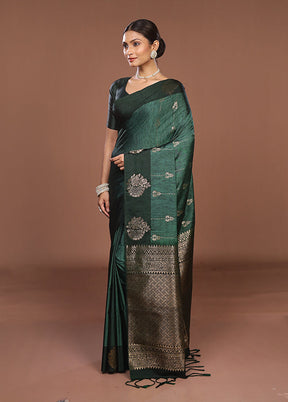 Green Kanjivaram Silk Saree With Blouse Piece