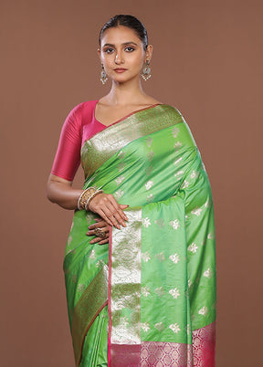 Green Kanjivaram Silk Saree With Blouse Piece